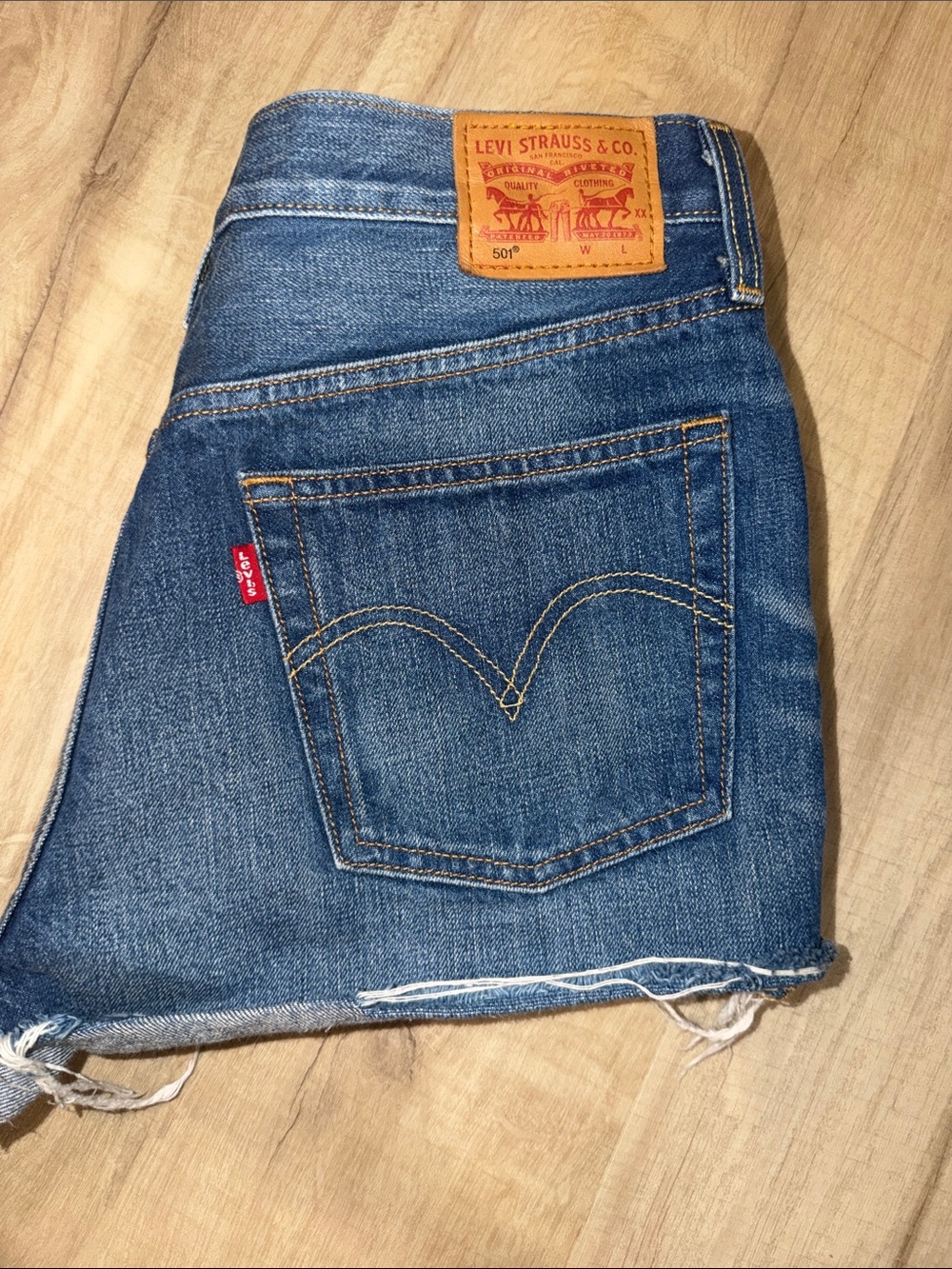 Levi's Blue Denim Women's Jean Shorts with Back Pocket Detail